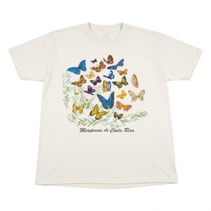 Mariposas de Costa Rica T-Shirt XL White Butterfly Nature Graphic Made in CR